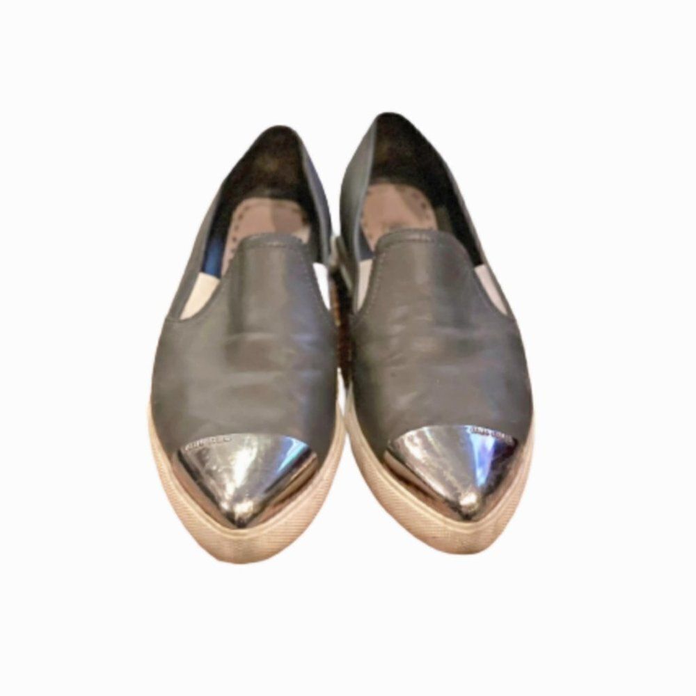 ‎Miu Miu gray sneakers with silver tips
